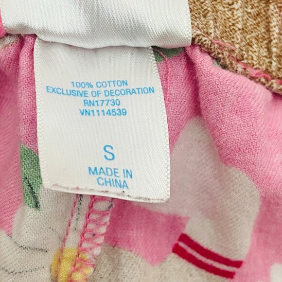 Nick & Nora Pink Sock Monkey Flower Print Flannel PJ Pajama Pants, Size S - Picture 11 of 12